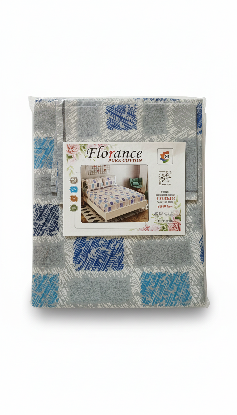 Florance Pure Cotton Bedcover Set Grey